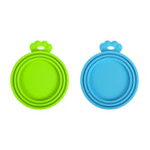 Silicone Pet Can Lids, Dog Cat Food Can Cover, Universal Size Can Tops, 1 fit 3 Standard Size Food Cans, BPA Free Dishwasher Safe 2 Pack Blue + Green Feeding & Watering Supplies