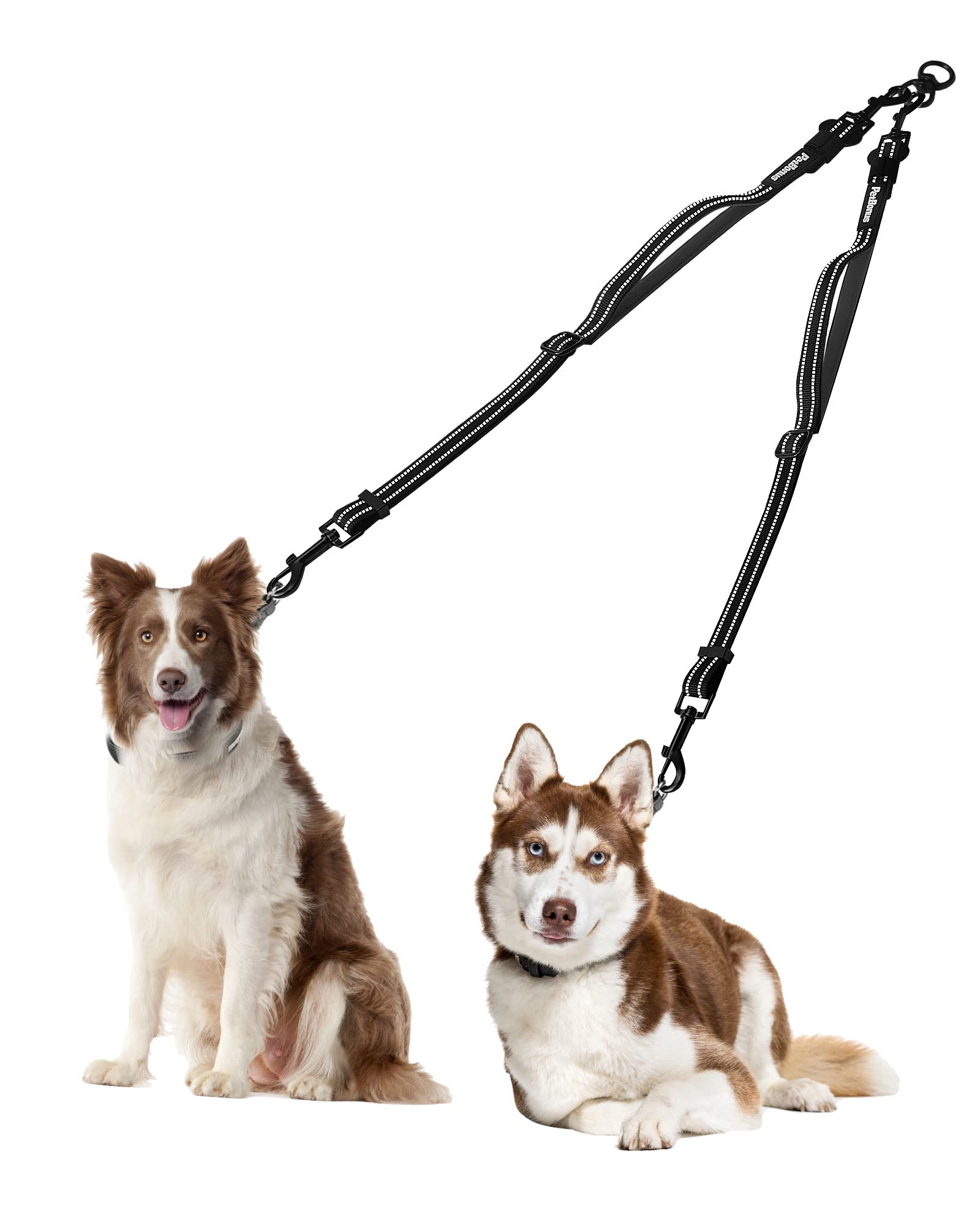 Ancol Double Dog Coupler Lead – Walk 2 Dogs With One Leash, Black Nylon & Chain