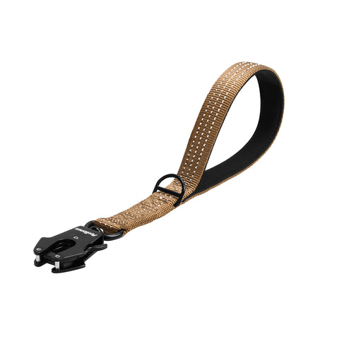PetBonus Heavy Duty Short Dog Leash, Nylon Traffic Leash with Quick Release Clip, Comfortable Padded Handle, Reflective Training Lead for Medium Large Dogs Brown 12 Inch Dog Leashes