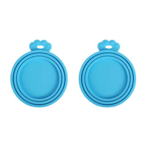 Silicone Pet Can Lids, Dog Cat Food Can Cover, Universal Size Can Tops, 1 fit 3 Standard Size Food Cans, BPA Free Dishwasher Safe 2 Pack Blue + Blue Feeding & Watering Supplies