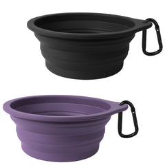2-Pack Silicone Collapsible Dog Bowls, BPA Free, Dishwasher Safe, Portable& Foldable Travel Bowls with 2 Convenient Carabiners