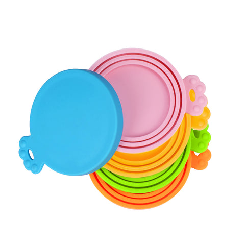 Silicone Pet Can Lids, Dog Cat Food Can Cover, Universal Size Can Tops, 1 fit 3 Standard Size Food Cans, BPA Free Dishwasher Safe 5 Pack Orange + Green + Blue + Pink + Yellow Feeding & Watering Supplies