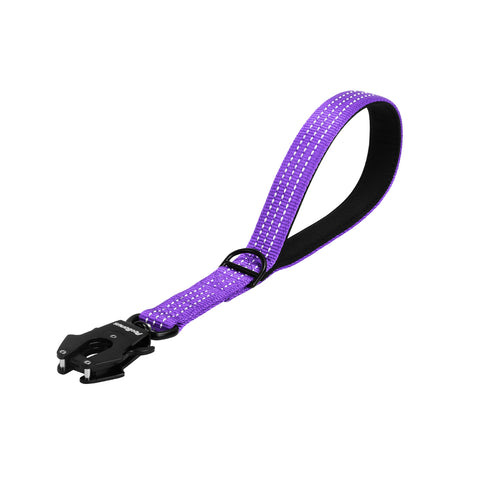 PetBonus Heavy Duty Short Dog Leash, Nylon Traffic Leash with Quick Release Clip, Comfortable Padded Handle, Reflective Training Lead for Medium Large Dogs Purple 12 Inch Dog Leashes