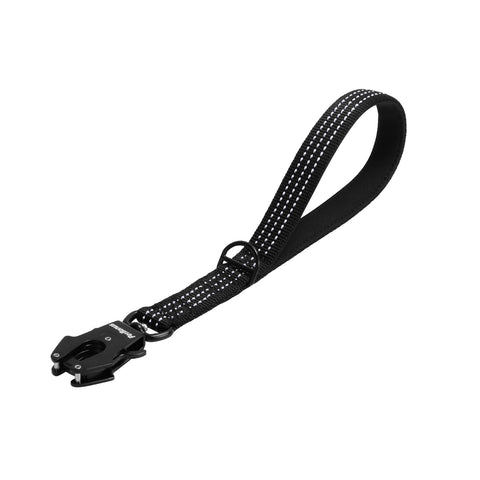 PetBonus Heavy Duty Short Dog Leash, Nylon Traffic Leash with Quick Release Clip, Comfortable Padded Handle, Reflective Training Lead for Medium Large Dogs Black 12 Inch Dog Leashes