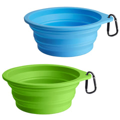 2-Pack Silicone Collapsible Dog Bowls, BPA Free, Dishwasher Safe, Portable& Foldable Travel Bowls with 2 Convenient Carabiners