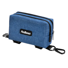 PetBonus Dog Poop Bag Holder, Portable Pet Waste Bag Dispenser, 2 Pouches for Treats and Walking Accessories, Fit All Leashes, Includes 1 Roll of Dog Poop Bags