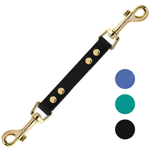 PetBonus Dog Collar Safety Clip, Waterproof Backup Safety Strap for Dog Harness to Prong Collar, Odor Proof Double Ended Clasp Leash Connector for Training Walking Black Pet Leashes