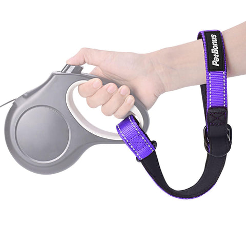 Safety Wrist Strap for Retractable Dog Leash, Reflective Design and Adjustable Soft Padded Handle, Extra Layer Security for Pet Stroller 1 pack Purple Safety Wrist Strap