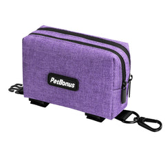 PetBonus Dog Poop Bag Holder, Portable Pet Waste Bag Dispenser, 2 Pouches for Treats and Walking Accessories, Fit All Leashes, Includes 1 Roll of Dog Poop Bags