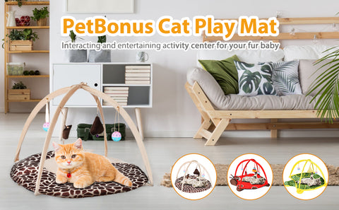 Cat Activity Center- Interactive Play Area Station for Cats, Kittens with Hanging Toys, Foldable Design for Exercise, Napping