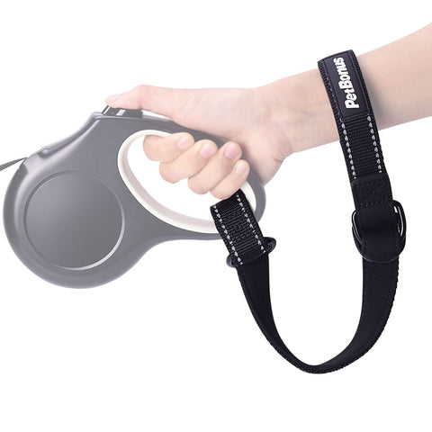 Safety Wrist Strap for Retractable Dog Leash, Reflective Design and Adjustable Soft Padded Handle, Extra Layer Security for Pet Stroller 1 pack Black Safety Wrist Strap