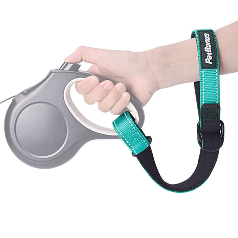 Safety Wrist Strap for Retractable Dog Leash, Reflective Design and Adjustable Soft Padded Handle, Extra Layer Security for Pet Stroller 1 pack Turquoise Safety Wrist Strap
