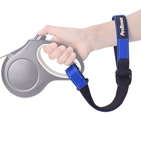 Safety Wrist Strap for Retractable Dog Leash, Reflective Design and Adjustable Soft Padded Handle, Extra Layer Security for Pet Stroller 1 pack Blue Safety Wrist Strap