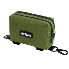 PetBonus Dog Poop Bag Holder, Portable Pet Waste Bag Dispenser, 2 Pouches for Treats and Walking Accessories, Fit All Leashes, Includes 1 Roll of Dog Poop Bags