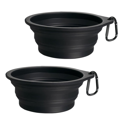 2-Pack Silicone Collapsible Dog Bowls, BPA Free, Dishwasher Safe, Portable& Foldable Travel Bowls with 2 Convenient Carabiners