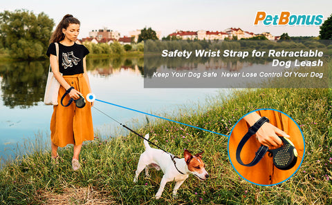 Safety Wrist Strap for Retractable Dog Leash, Reflective Design and Adjustable Soft Padded Handle, Extra Layer Security for Pet Stroller Safety Wrist Strap