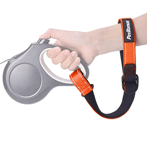 Safety Wrist Strap for Retractable Dog Leash, Reflective Design and Adjustable Soft Padded Handle, Extra Layer Security for Pet Stroller 1 pack Orange Safety Wrist Strap