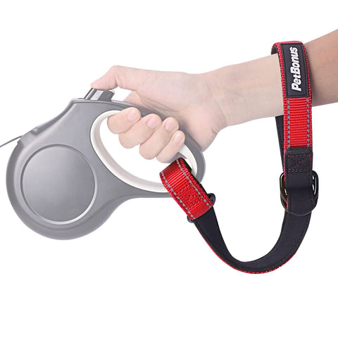 Safety Wrist Strap for Retractable Dog Leash, Reflective Design and Adjustable Soft Padded Handle, Extra Layer Security for Pet Stroller 1 pack Red Safety Wrist Strap