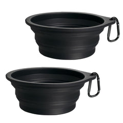 2-Pack Silicone Collapsible Dog Bowls, BPA Free, Dishwasher Safe, Portable& Foldable Travel Bowls with 2 Convenient Carabiners