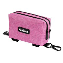 PetBonus Dog Poop Bag Holder, Portable Pet Waste Bag Dispenser, 2 Pouches for Treats and Walking Accessories, Fit All Leashes, Includes 1 Roll of Dog Poop Bags