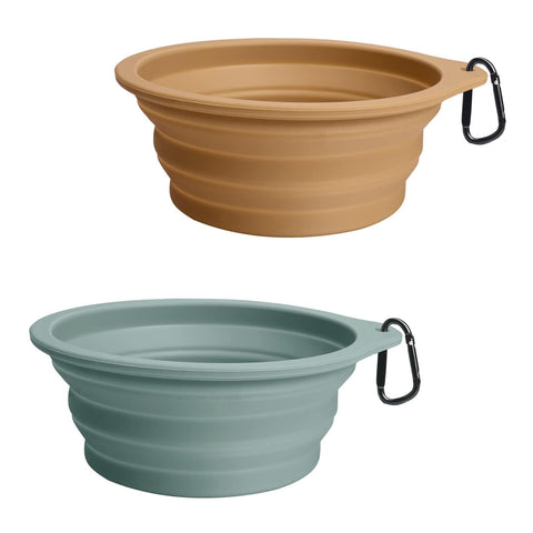 2-Pack Silicone Collapsible Dog Bowls, BPA Free, Dishwasher Safe, Portable& Foldable Travel Bowls with 2 Convenient Carabiners