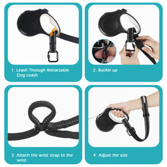PetBonus Dog Leash Wrist Strap, Safety Strap for Retractable Leash, Lockable Reflective Short Dog Lead with Adjustable Soft Padded Handle for Walking, Extra Layer Security for Pet Stroller