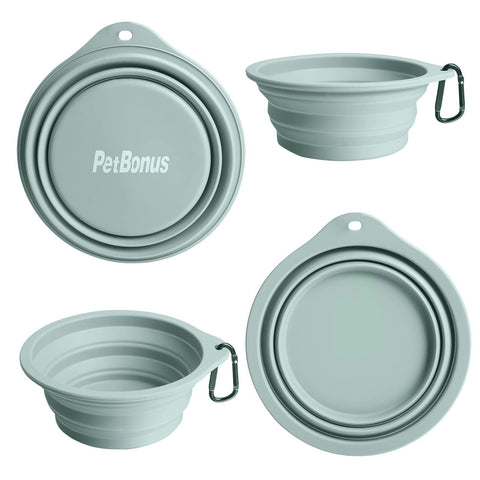 2-Pack Silicone Collapsible Dog Bowls, BPA Free, Dishwasher Safe, Portable& Foldable Travel Bowls with 2 Convenient Carabiners