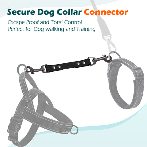 PetBonus Waterproof Dog Collar Safety Clip, Double Ended Leash Backup Clasp, Odor Proof, Escape Proof, Durable Leash Connector for Harness, Prong, Standard Collars, Training Walking, Black