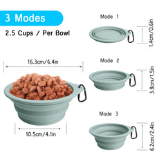 2-Pack Silicone Collapsible Dog Bowls, BPA Free, Dishwasher Safe, Portable& Foldable Travel Bowls with 2 Convenient Carabiners