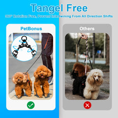 Double Dog Leash Coupler, No Tangle Reflective Detachable Leash Splitter for Walking, Length Adjustable Two Dog Training Leash Attachment for Dogs