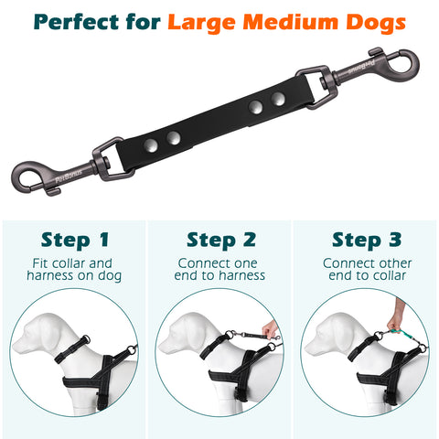 PetBonus Waterproof Dog Collar Safety Clip, Double Ended Leash Backup Clasp, Odor Proof, Escape Proof, Durable Leash Connector for Harness, Prong, Standard Collars, Training Walking, Black