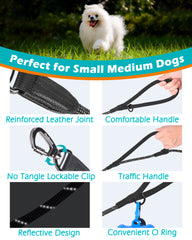 PetBonus Heavy Duty Rope Dog Leash, 5FT 6FT Strong Reflective Pet Training Lead with Swivel Lockable Hook and 2 Comfortable Padded Handles, Puppy Walking leash for Small Medium Large Breeds