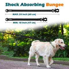 PetBonus Bungee Dog Leash Extension, 18" Shock Absorbing Lead Extender, Heavy Duty Medium Large Dog Leash Attachment, Reflective Nylon Lead Extender for Walking, Running, Biking