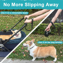 PetBonus Dog Leash Wrist Strap, Safety Strap for Retractable Leash, Lockable Reflective Short Dog Lead with Adjustable Soft Padded Handle for Walking, Extra Layer Security for Pet Stroller