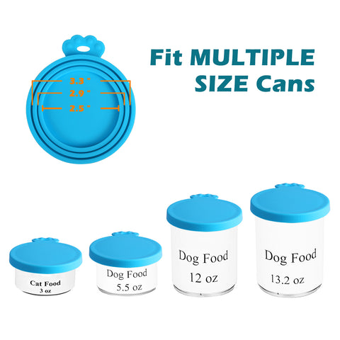 Silicone Pet Can Lids, Dog Cat Food Can Cover, Universal Size Can Tops, 1 fit 3 Standard Size Food Cans, BPA Free Dishwasher Safe Feeding & Watering Supplies