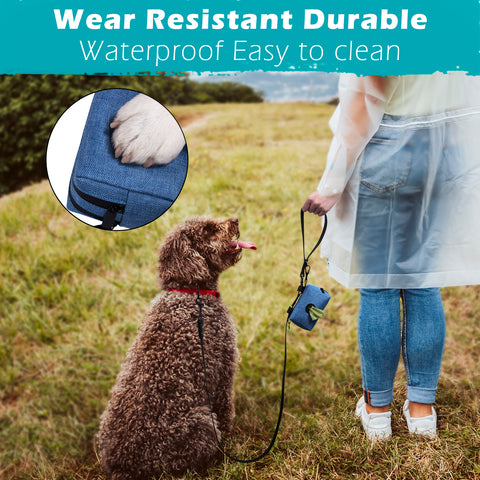PetBonus Dog Poop Bag Holder, Portable Pet Waste Bag Dispenser, 2 Pouches for Treats and Walking Accessories, Fit All Leashes, Includes 1 Roll of Dog Poop Bags