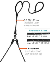 PetBonus Double Dog Leash, Two Dog Leash No Tangle, Reflective Dual leash attachment with Padded Handles, Walking Training Lead for All Breeds