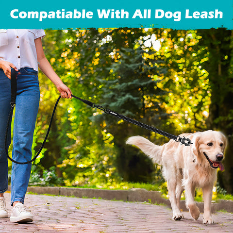 PetBonus Bungee Dog Leash Extension, 18" Shock Absorbing Lead Extender, Heavy Duty Medium Large Dog Leash Attachment, Reflective Nylon Lead Extender for Walking, Running, Biking