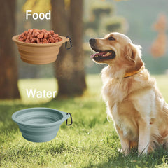 2-Pack Silicone Collapsible Dog Bowls, BPA Free, Dishwasher Safe, Portable& Foldable Travel Bowls with 2 Convenient Carabiners