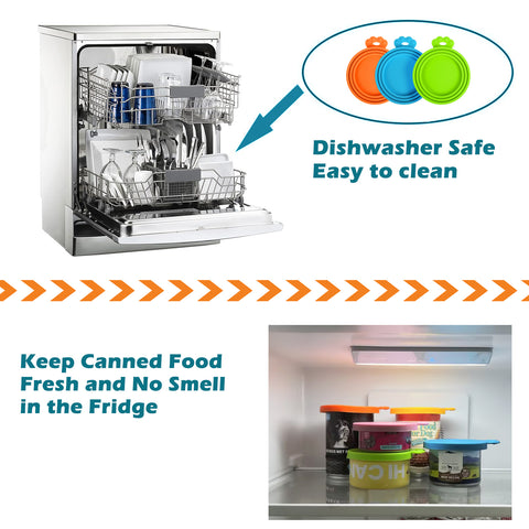 Silicone Pet Can Lids, Dog Cat Food Can Cover, Universal Size Can Tops, 1 fit 3 Standard Size Food Cans, BPA Free Dishwasher Safe Feeding & Watering Supplies