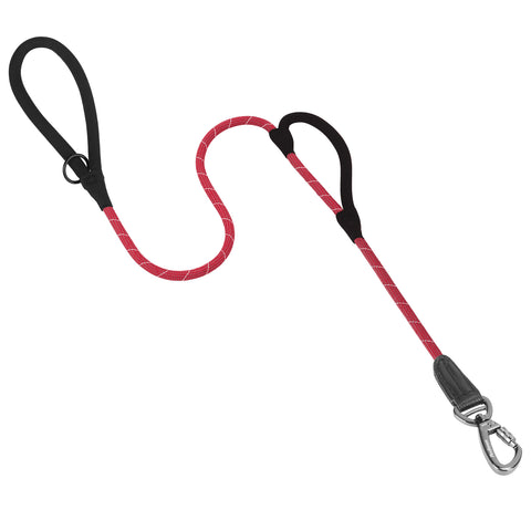 PetBonus Double Handle Rope Dog Leash, 5FT Heavy Duty Training Lead with Lockable Hook and 2 Comfortable Padded Handles, Reflective Walking Nylon Leash for Large Medium Dogs (55-200 lbs)