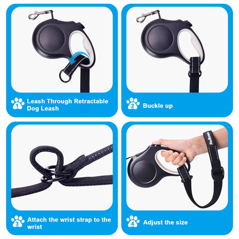 Safety Wrist Strap for Retractable Dog Leash, Reflective Design and Adjustable Soft Padded Handle, Extra Layer Security for Pet Stroller Safety Wrist Strap