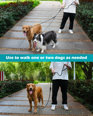 PetBonus Double Dog Leash, Two Dog Leash No Tangle, Reflective Dual leash attachment with Padded Handles, Walking Training Lead for All Breeds