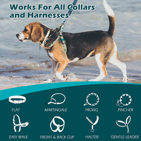 PetBonus Dog Collar Safety Clip, Waterproof Backup Safety Strap for Dog Harness to Prong Collar, Odor Proof Double Ended Clasp Leash Connector for Training Walking Pet Leashes