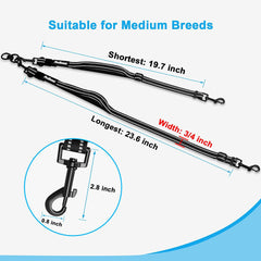 Double Dog Leash Coupler, No Tangle Reflective Detachable Leash Splitter for Walking, Length Adjustable Two Dog Training Leash Attachment for Dogs