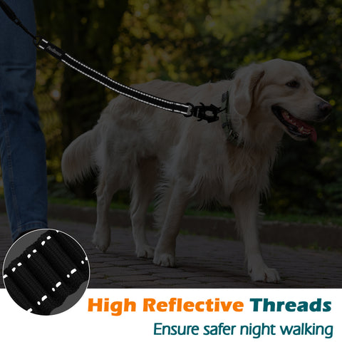 PetBonus Bungee Dog Leash Extension, 18" Shock Absorbing Lead Extender, Heavy Duty Medium Large Dog Leash Attachment, Reflective Nylon Lead Extender for Walking, Running, Biking