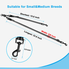 Double Dog Leash Coupler, No Tangle Reflective Detachable Leash Splitter for Walking, Length Adjustable Two Dog Training Leash Attachment for Dogs