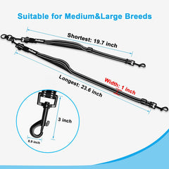Double Dog Leash Coupler, No Tangle Reflective Detachable Leash Splitter for Walking, Length Adjustable Two Dog Training Leash Attachment for Dogs