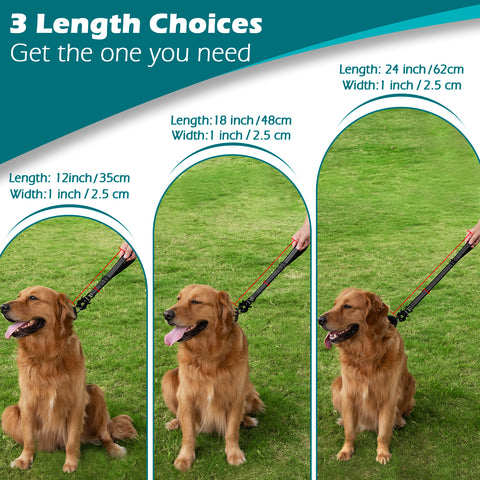 PetBonus Heavy Duty Short Dog Leash, Nylon Traffic Leash with Quick Release Clip, Comfortable Padded Handle, Reflective Training Lead for Medium Large Dogs Dog Leashes