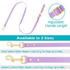 PetBonus Waterproof Dog leash, 5 FT Odor Proof Walking Training lead for Small Medium dog, Adjustable Handle with Side Release Buckle